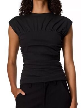 Rag & Bone Mica Banded Ruched Top Black Cotton M
